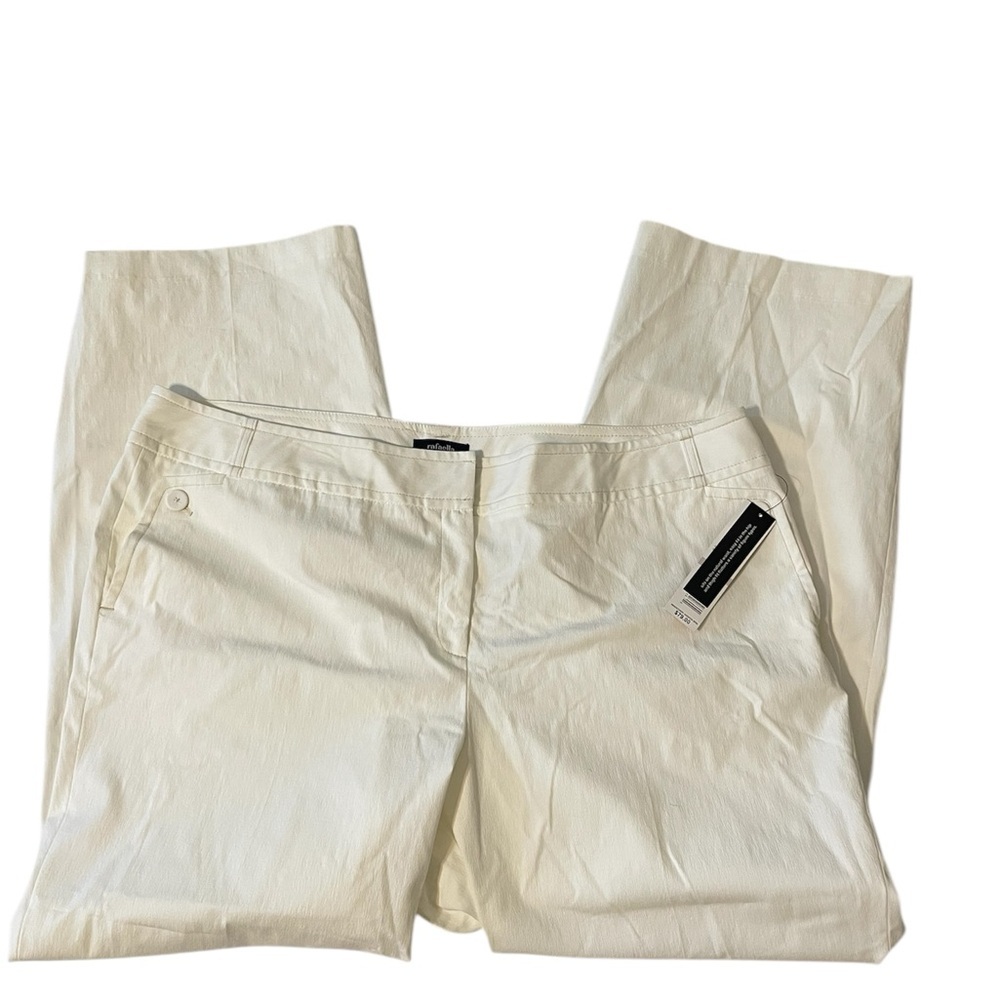 Rafaella Women’s Pants Cotton Stretch Classic Fit Wide Leg 22W White NWT